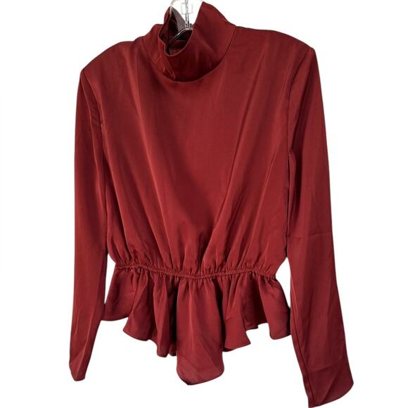 NWOT Nikki Lund Roxy Long Sleeve Burgundy Top - Sz Large - Picture 3 of 6